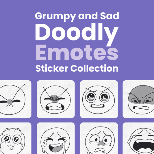 Grumpy and Sad Doodly Emotes - 50 Sticker Collection